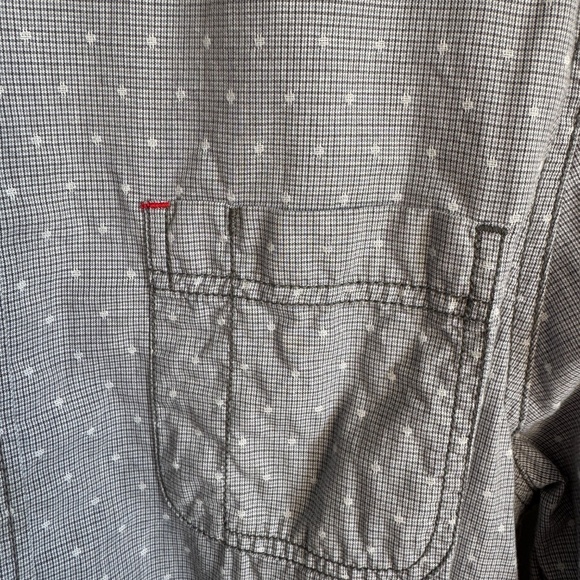 Thread & Cloth Mens Long Sleeve Mini Check Button Up Shirt Gray Y2K VTG Size Med - Picture 6 of 15